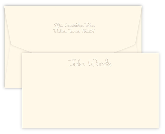 Triple Thick Mayfair Wide Flat Note Cards - Embossed